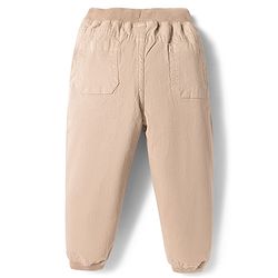 Babyhug Twill Woven Full Length Solid Colour Trouser With Stretch - Beige