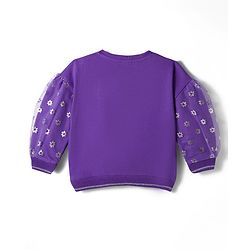 Babyhug Cotton Knit Full Sleeves Sweatshirt with Butterfly & Floral  Embroidery - Purple