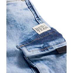Babyhug Denim Full Length Washed Jeans With Stretch & Cargo Pocket - Blue