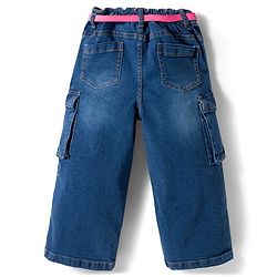 Babyhug Denim Full Length Washed Jeans With Stretch & Belt - Blue