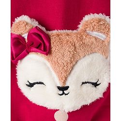 Babyhug Cotton Knit Full Sleeves Sweatshirt With Polka Dot Print & Animal Applique - Red