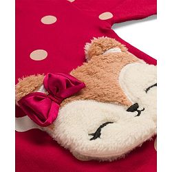 Babyhug Cotton Knit Full Sleeves Sweatshirt With Polka Dot Print & Animal Applique - Red