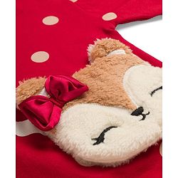 Babyhug Cotton Knit Full Sleeves Sweatshirt With Polka Dot Print & Animal Applique - Red