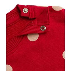 Babyhug Cotton Knit Full Sleeves Sweatshirt With Polka Dot Print & Animal Applique - Red