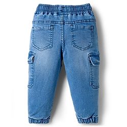 Babyhug Full Length Washed Denim Jeans With Stretch & Embroidery Detailing - Light Blue