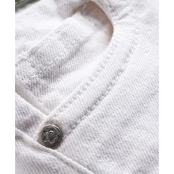 Babyhug Full Length Solid Color Denim Jeans with Stretch & Belt - White