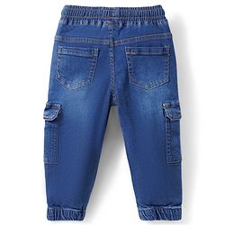 Babyhug Full Length Washed Denim Jeans With Stretch & Embroidery Detailing - Blue