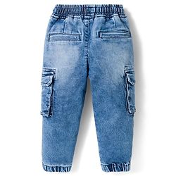 Babyhug Denim Full Length Washed Jeans With Stretch - Navy Blue