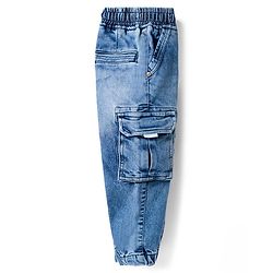 Babyhug Denim Full Length Washed Jeans With Stretch - Navy Blue