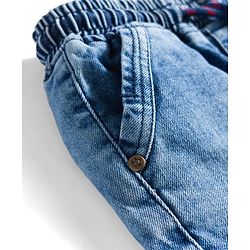 Babyhug Denim Full Length Washed Jeans With Stretch - Navy Blue