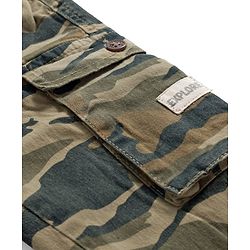 Babyhug Twill Woven Full Length Trouser Pant With Camouflage Design - Olive Green