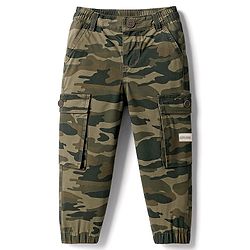 Babyhug Twill Woven Full Length Trouser Pant With Camouflage Design - Olive Green