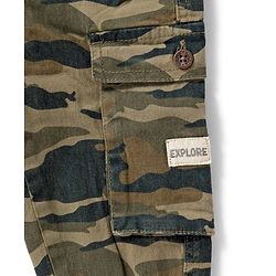 Babyhug Twill Woven Full Length Trouser Pant With Camouflage Design - Olive Green
