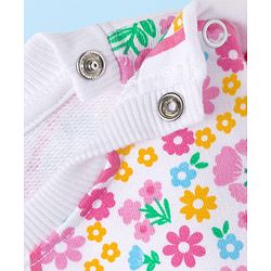 Babyhug Cotton Knit Full Sleeves Sweatshirt With Heart & Floral Print - White