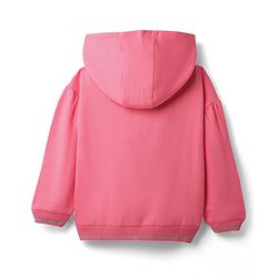 Babyhug Cotton Knit Full Sleeves Hooded Sweatjacket With Sequin Detailing & Kangaroo Pockets - Pink