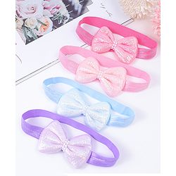 Babyhug Free Size Headbands With Bow Applique Pack Of 4 - Multi Colour