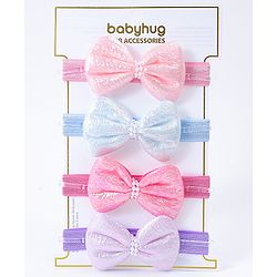 Babyhug Free Size Headbands With Bow Applique Pack Of 4 - Multi Colour