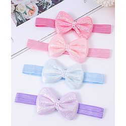 Babyhug Free Size Headbands With Bow Applique Pack Of 4 - Multi Colour