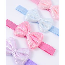 Babyhug Free Size Headbands With Bow Applique Pack Of 4 - Multi Colour