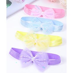 Babyhug Free Size Headbands With Bow Applique Pack Of 4 - Multi Colour