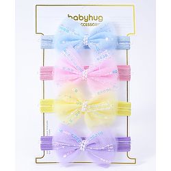 Babyhug Free Size Headbands With Bow Applique Pack Of 4 - Multi Colour