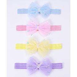 Babyhug Free Size Headbands With Bow Applique Pack Of 4 - Multi Colour