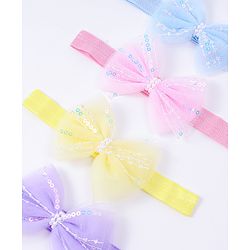 Babyhug Free Size Headbands With Bow Applique Pack Of 4 - Multi Colour