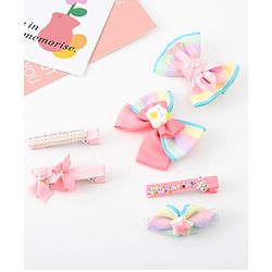 Babyhug Bow and Butterfly Clips Set of 6 - Pink