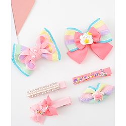 Babyhug Bow and Butterfly Clips Set of 6 - Pink