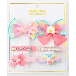 Babyhug Bow and Butterfly Clips Set of 6 - Pink