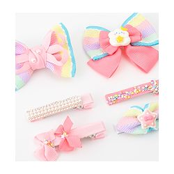 Babyhug Bow and Butterfly Clips Set of 6 - Pink