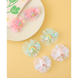 Babyhug Hair Pins And Clips Set of 6 - Pink & Light Green