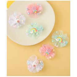 Babyhug Hair Pins And Clips Set of 6 - Pink & Light Green