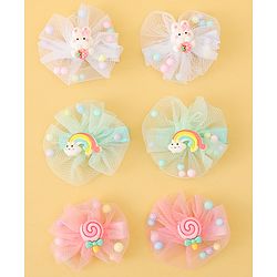 Babyhug Hair Pins And Clips Set of 6 - Pink & Light Green