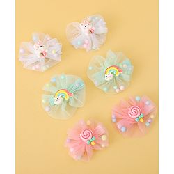 Babyhug Hair Pins And Clips Set of 6 - Pink & Light Green