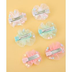 Babyhug Hair Pins And Clips Set of 6 - Pink & Light Green