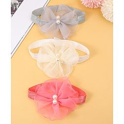 Babyhug Headbands with Floral Applique Pack of 3 Free Size - Multicolor