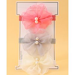 Babyhug Headbands with Floral Applique Pack of 3 Free Size - Multicolor