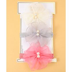 Babyhug Headbands with Floral Applique Pack of 3 Free Size - Multicolor