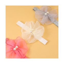 Babyhug Headbands with Floral Applique Pack of 3 Free Size - Multicolor