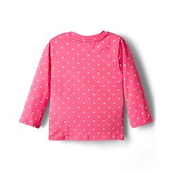 Babyhug Cotton Knit Full Sleeves Co-ords Night Suit with Polka Dot Print -Dark Pink