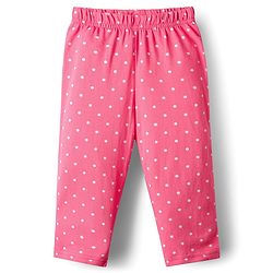 Babyhug Cotton Knit Full Sleeves Co-ords Night Suit with Polka Dot Print -Dark Pink