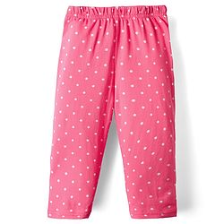 Babyhug Cotton Knit Full Sleeves Co-ords Night Suit with Polka Dot Print -Dark Pink