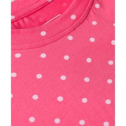 Babyhug Cotton Knit Full Sleeves Co-ords Night Suit with Polka Dot Print -Dark Pink