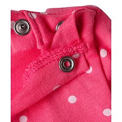 Babyhug Cotton Knit Full Sleeves Co-ords Night Suit with Polka Dot Print -Dark Pink