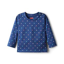 Babyhug Cotton Knit Full Sleeves Co-ords Night Suit with Polka Dot Print - Navy Blue