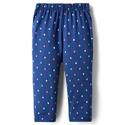Babyhug Cotton Knit Full Sleeves Co-ords Night Suit with Polka Dot Print - Navy Blue