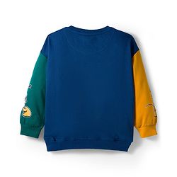 Babyhug Disney Full Sleeve Drop Shoulder Cut & Sew Sweatshirt & Track Pant Set with Mickey & Friends Graphic - Green Blue & Yellow