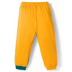 Babyhug Disney Full Sleeve Drop Shoulder Cut & Sew Sweatshirt & Track Pant Set with Mickey & Friends Graphic - Green Blue & Yellow