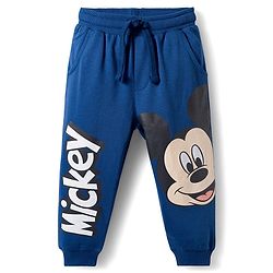 Babyhug Disney Terry Knit Raglan Full Sleeve T-Shirt with Joggers and Mickey Mouse Graphic - Navy Blue